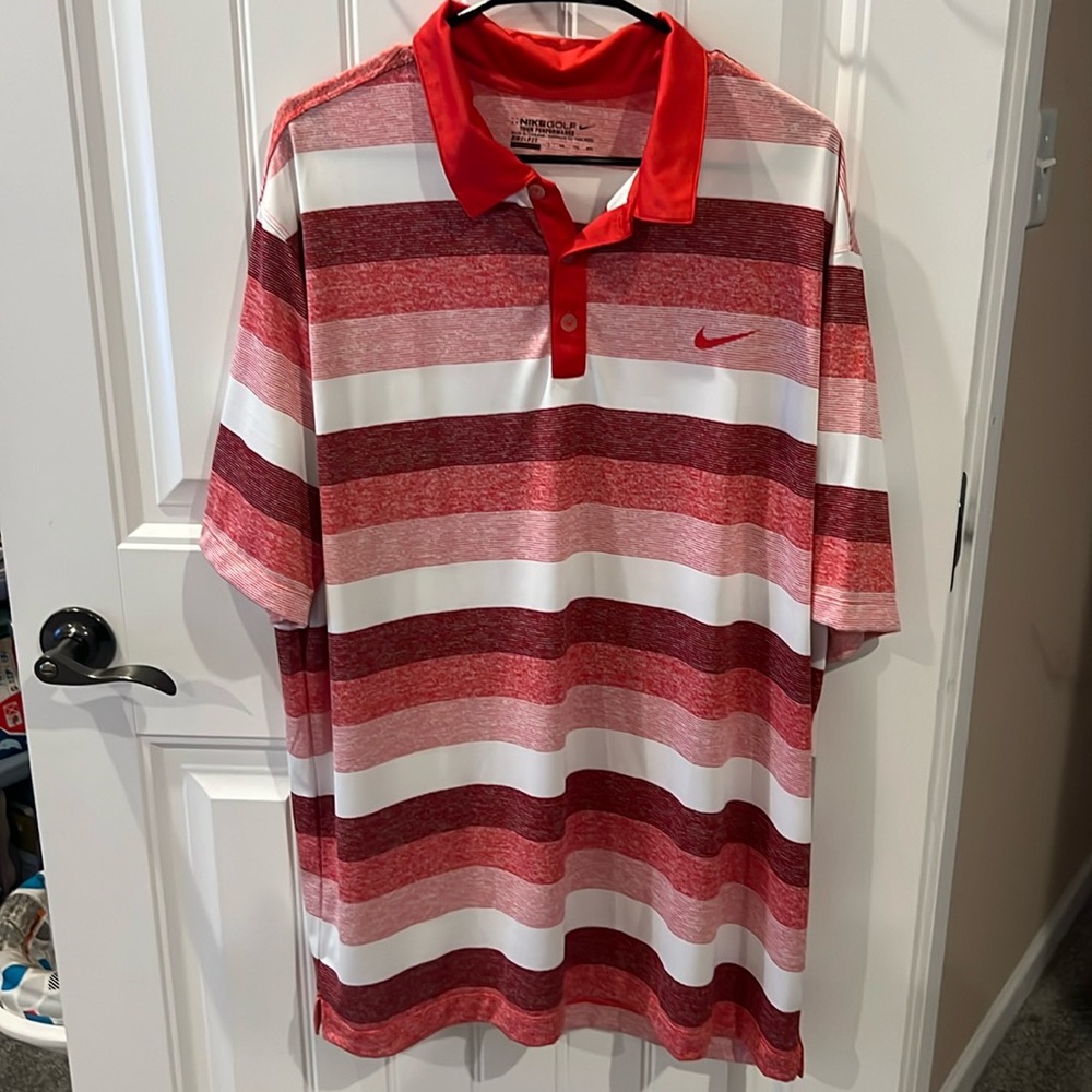 Men’s Nike golf polo dry fit size XXL red striped